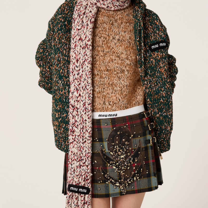 Embroidered plaid miniskirt