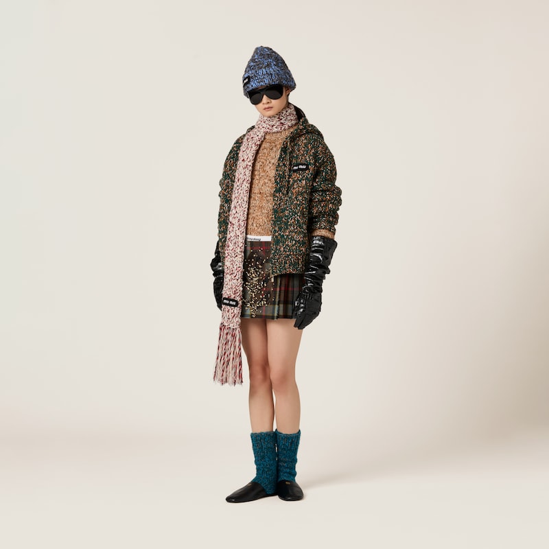 Embroidered plaid miniskirt