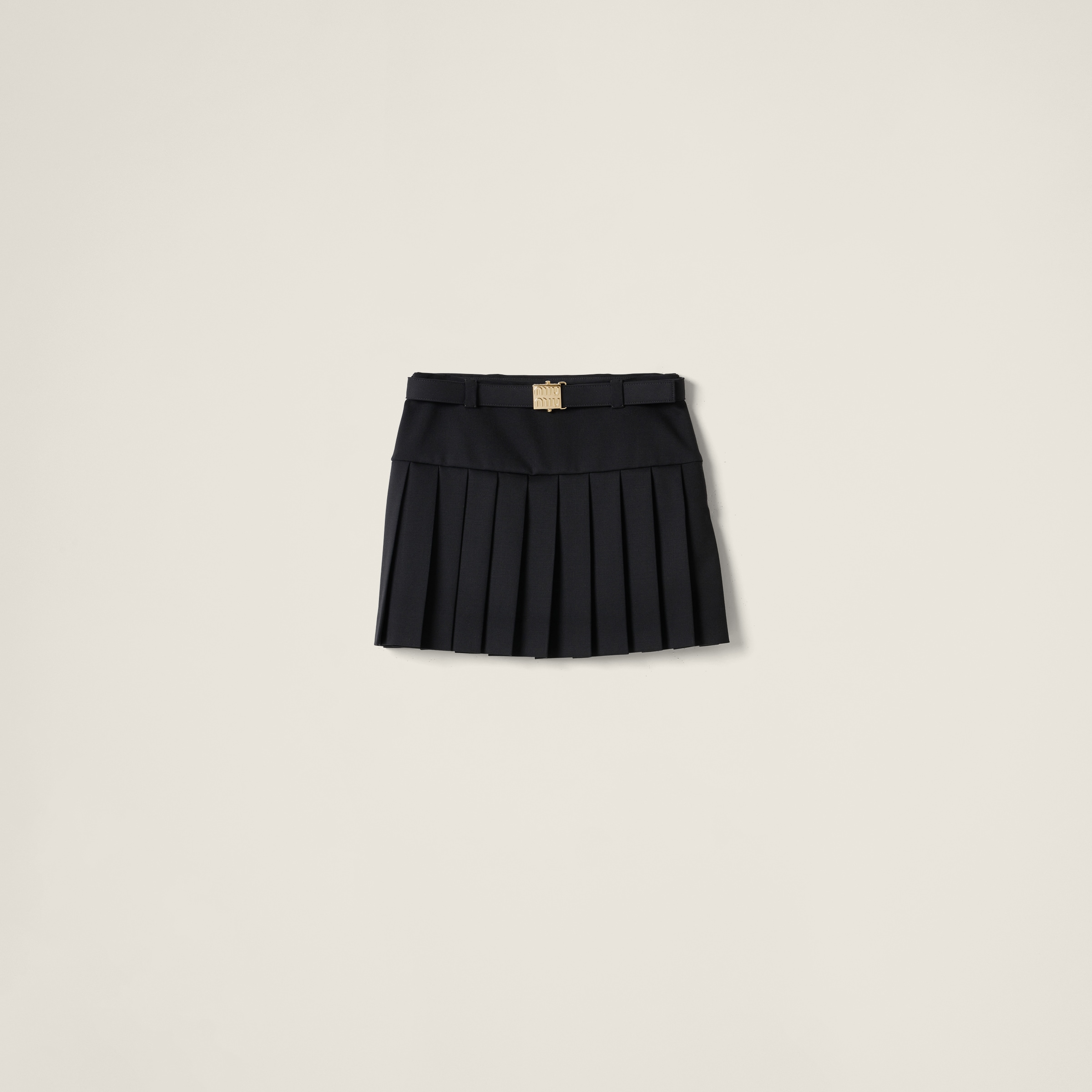 Miu Miu Grain De Poudre Wool Miniskirt In Black