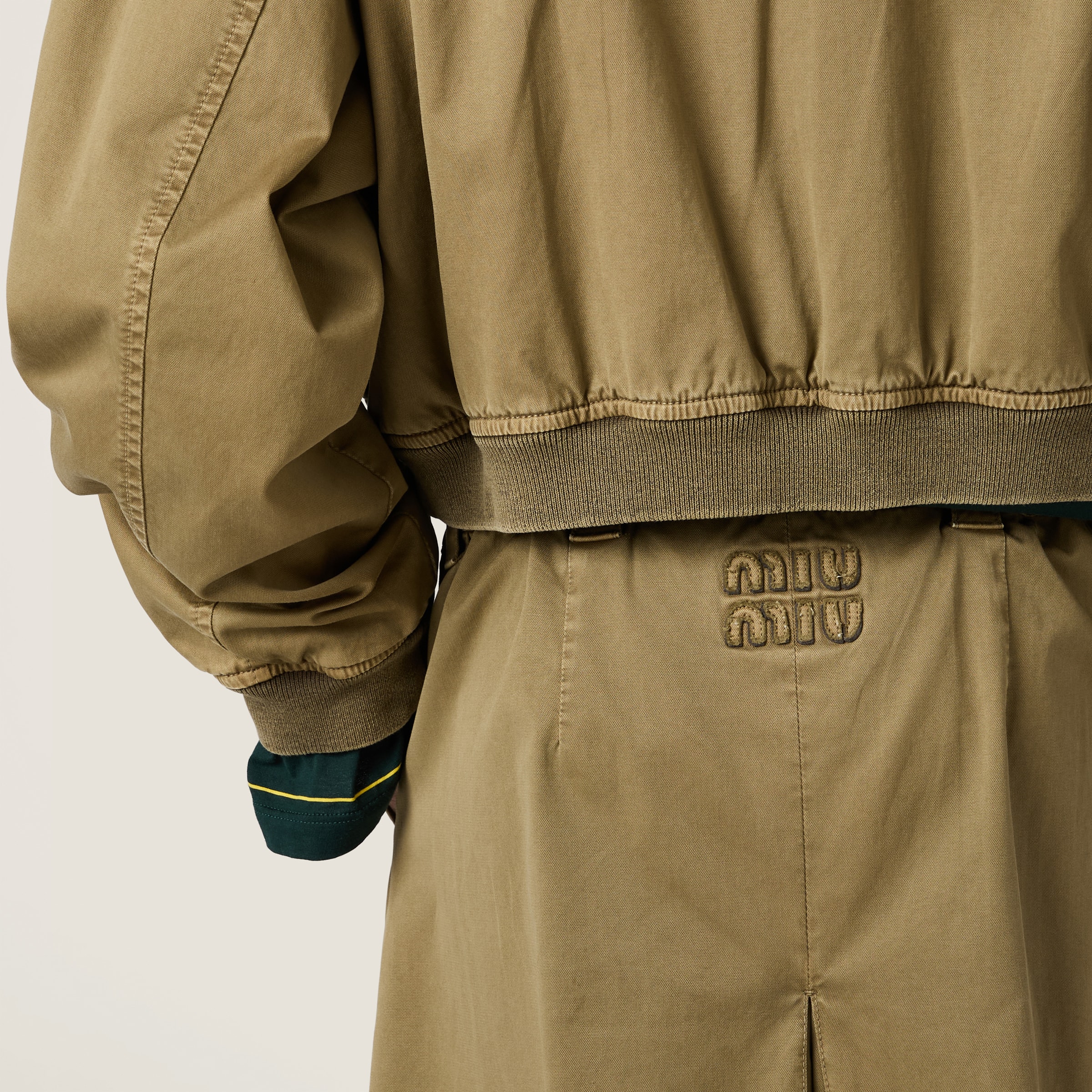 Miu Miu Logo Embroidered Mini Skirt In Olive Green