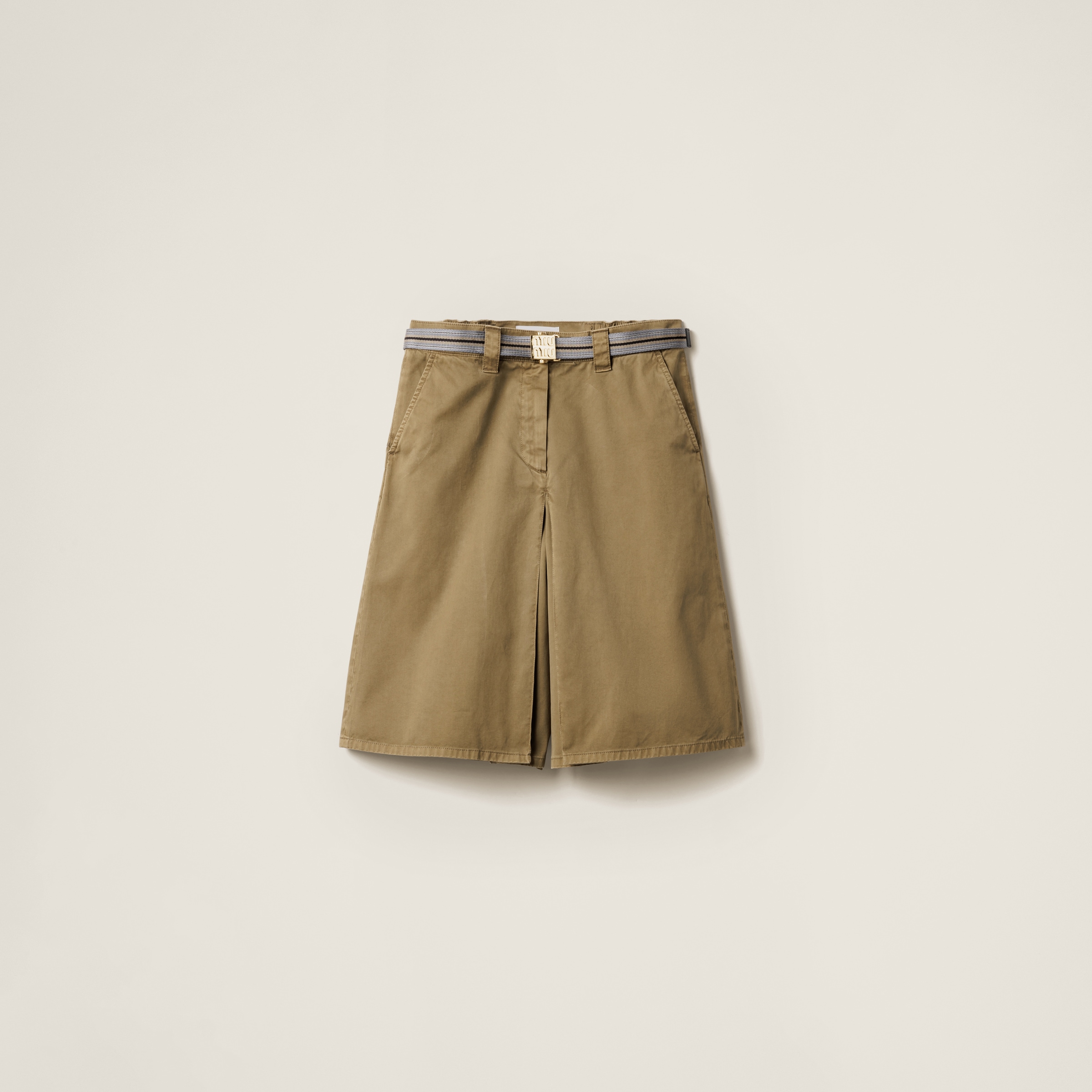 Miu Miu Logo Embroidered Mini Skirt In Olive Green
