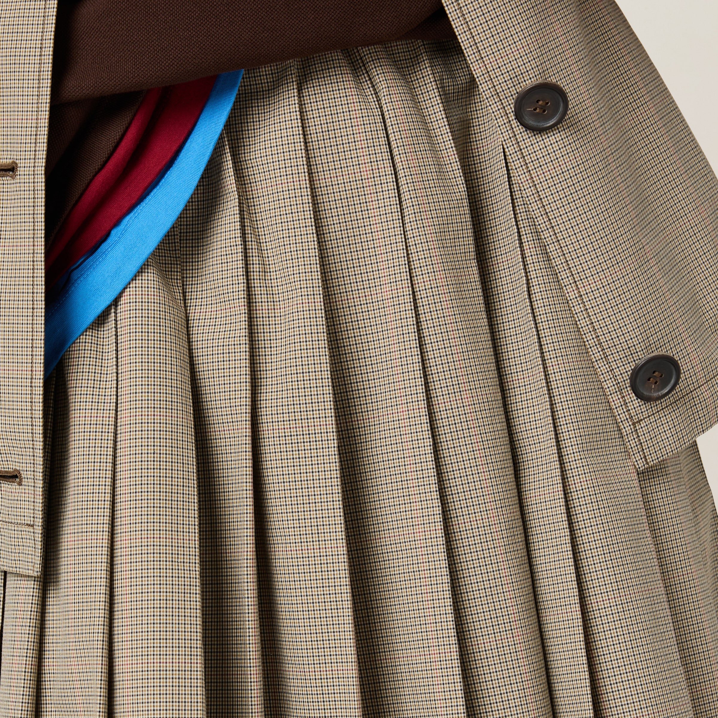 Miu Miu Pleated Checked Technical Fabric Midi-skirt In Olive Green
