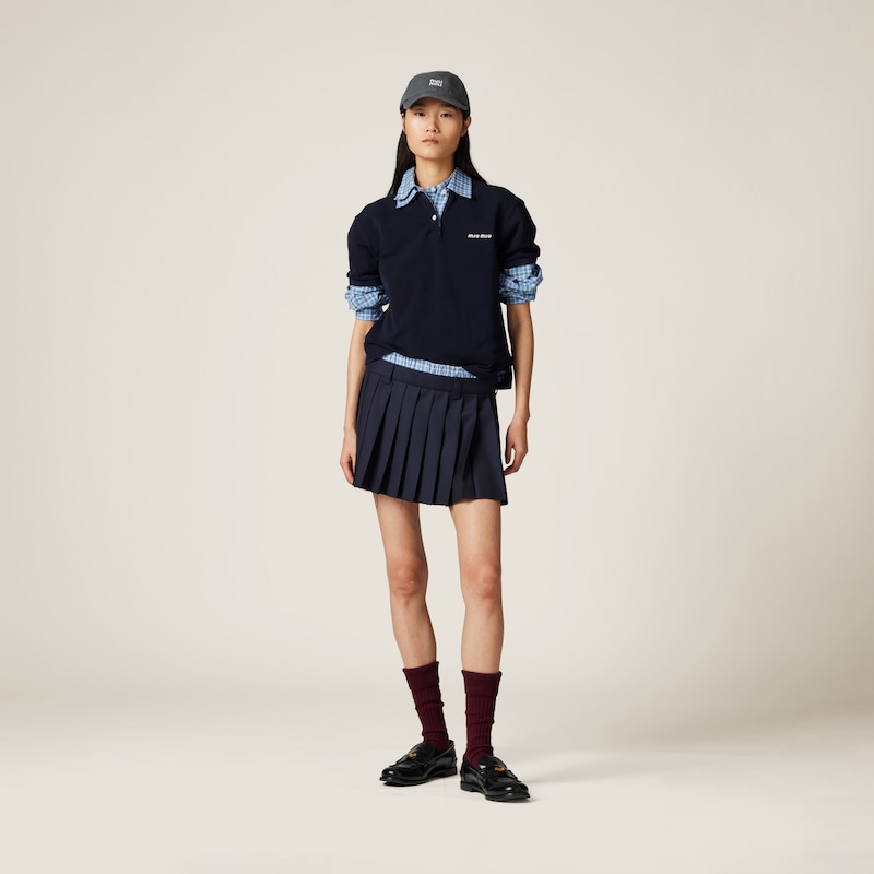 Pleated batavia miniskirt