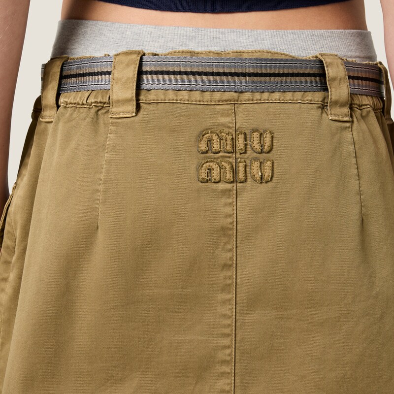 Garment-dyed cotton satin miniskirt