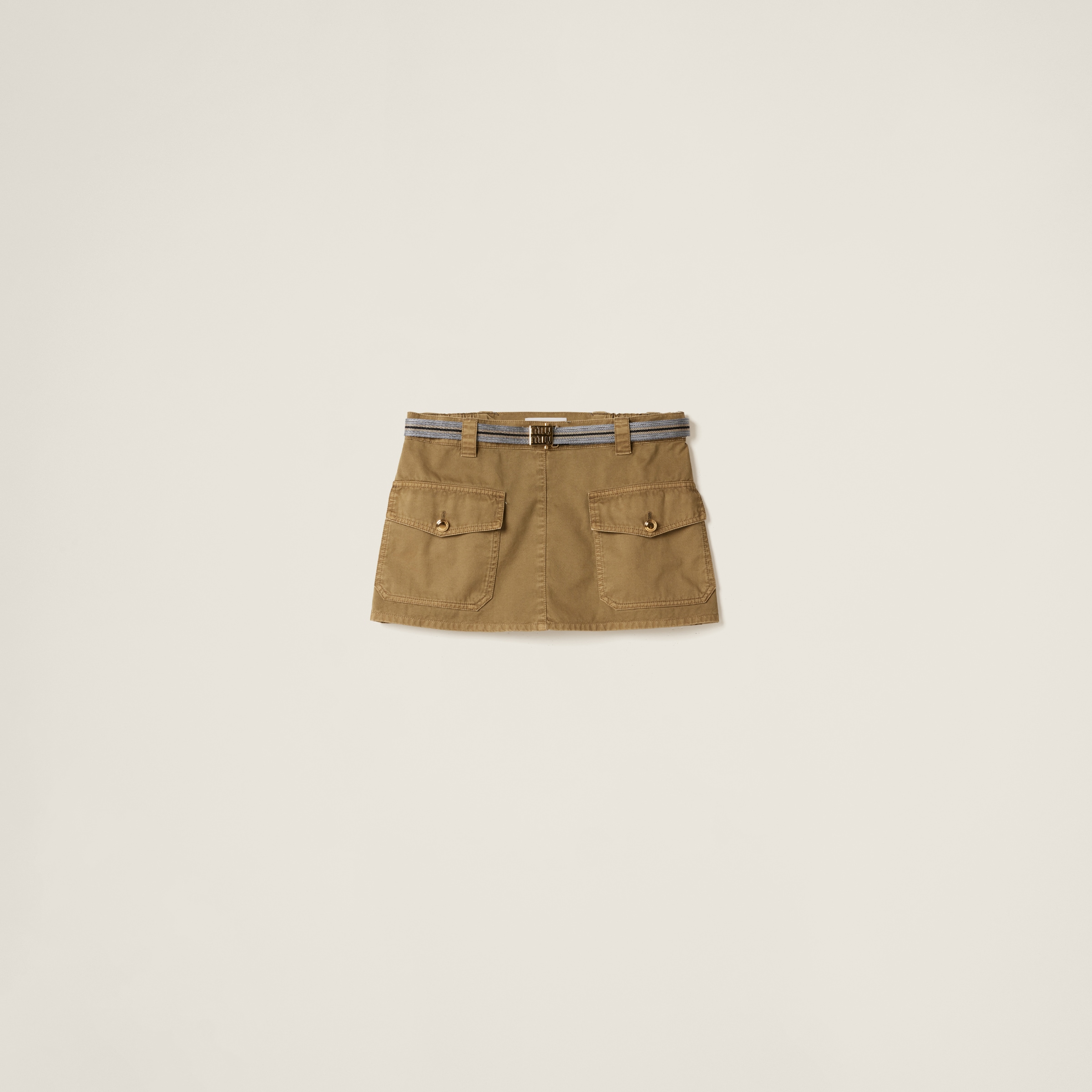 Shop Miu Miu Garment-dyed Cotton Satin Miniskirt In Olive Green