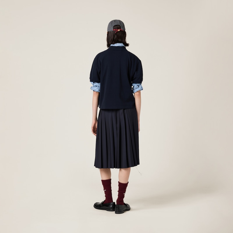 Pleated batavia midi-skirt