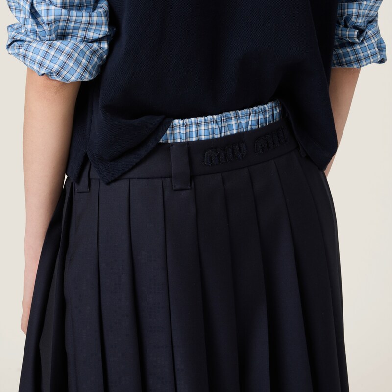 Pleated batavia midi-skirt