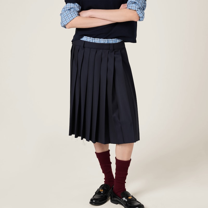 Pleated batavia midi-skirt