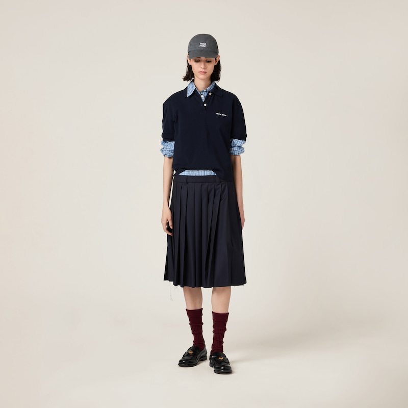 Pleated batavia midi-skirt