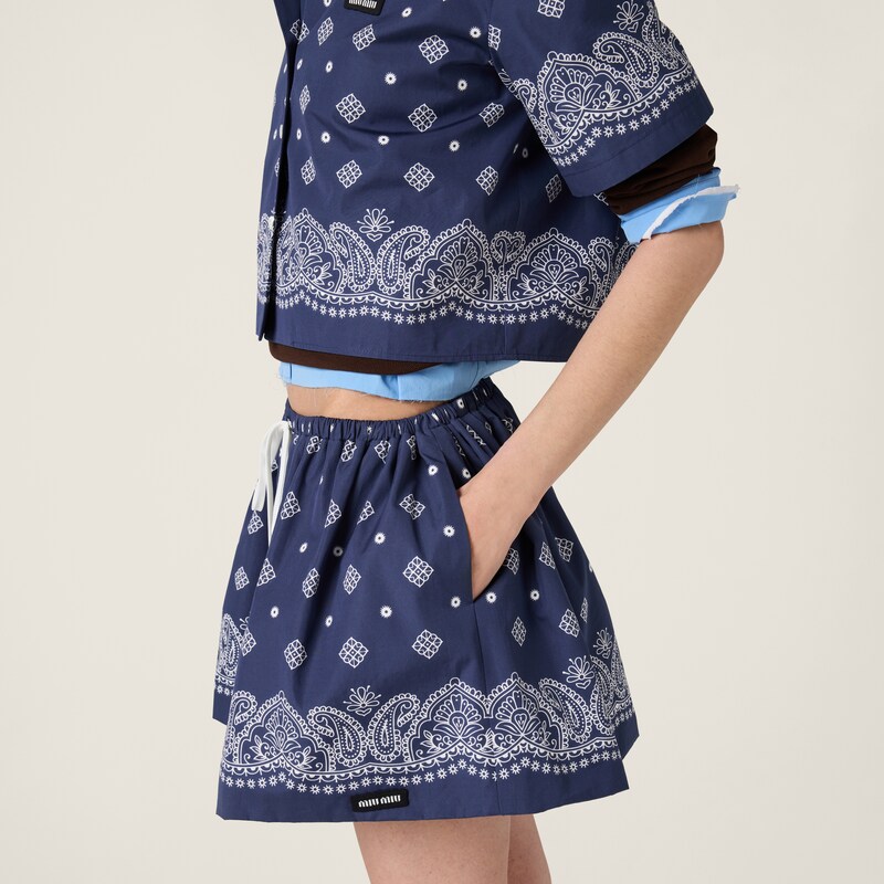 Bandana print poplin miniskirt