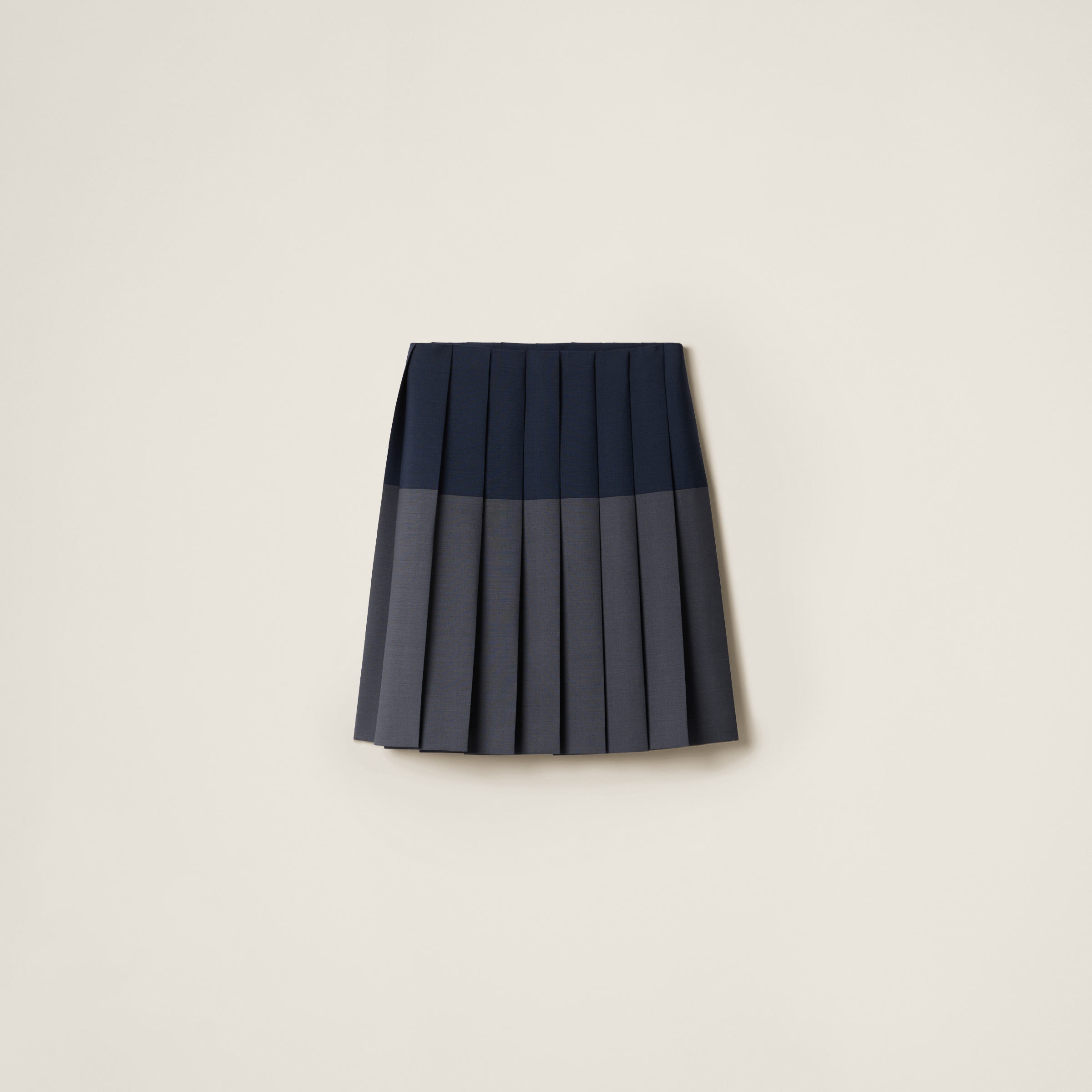 Miu Miu Mohair-wool Pleated Midi Skirt In Hematite/navy