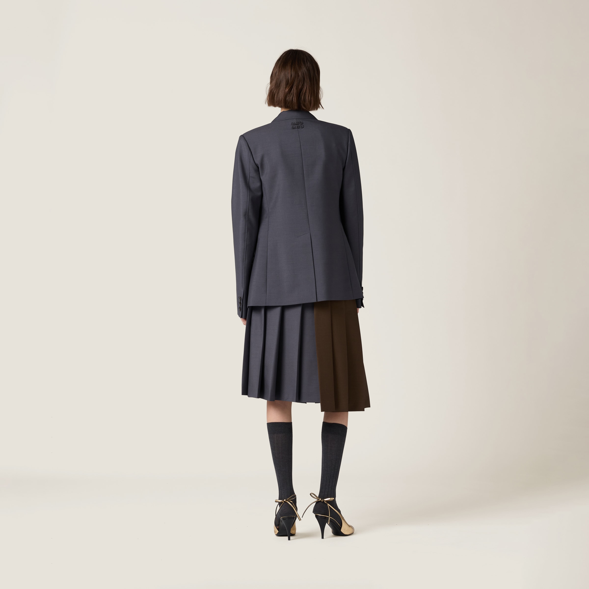 Shop Miu Miu Kid Mohair Skirt In Hematite/nero