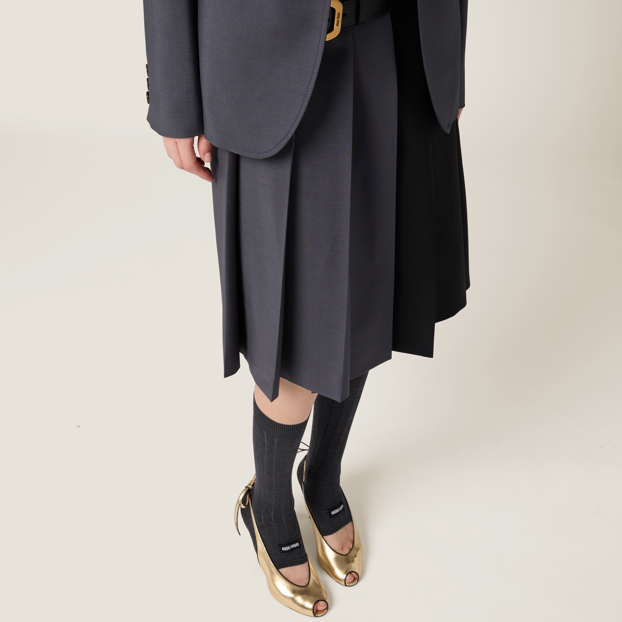 Shop Miu Miu Kid Mohair Skirt In Hematite/nero