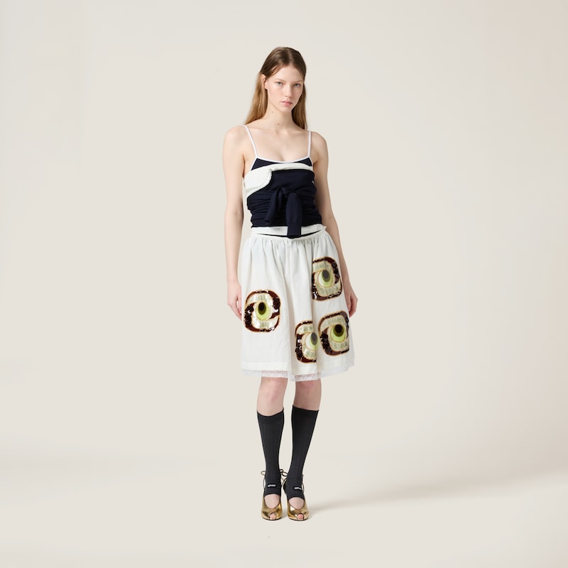 Embroidered poplin skirt