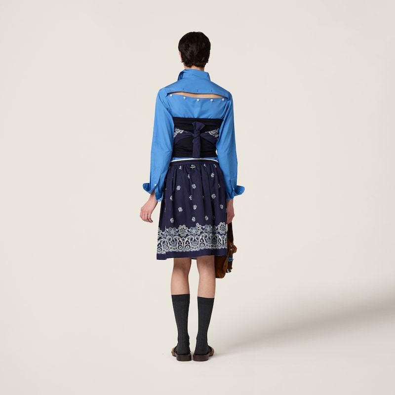 프린트 슬럽 포플린 스커트