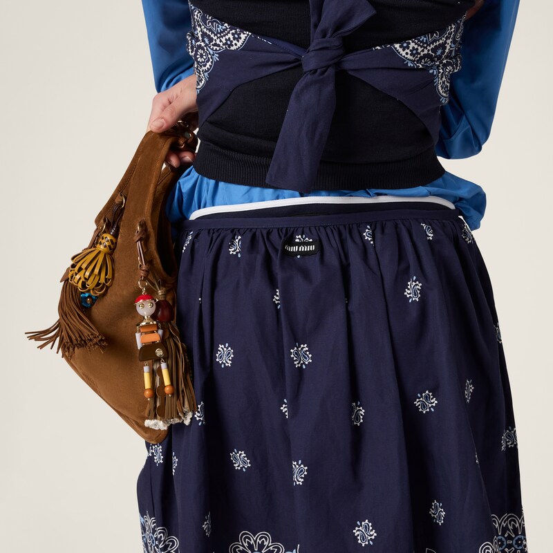 프린트 슬럽 포플린 스커트