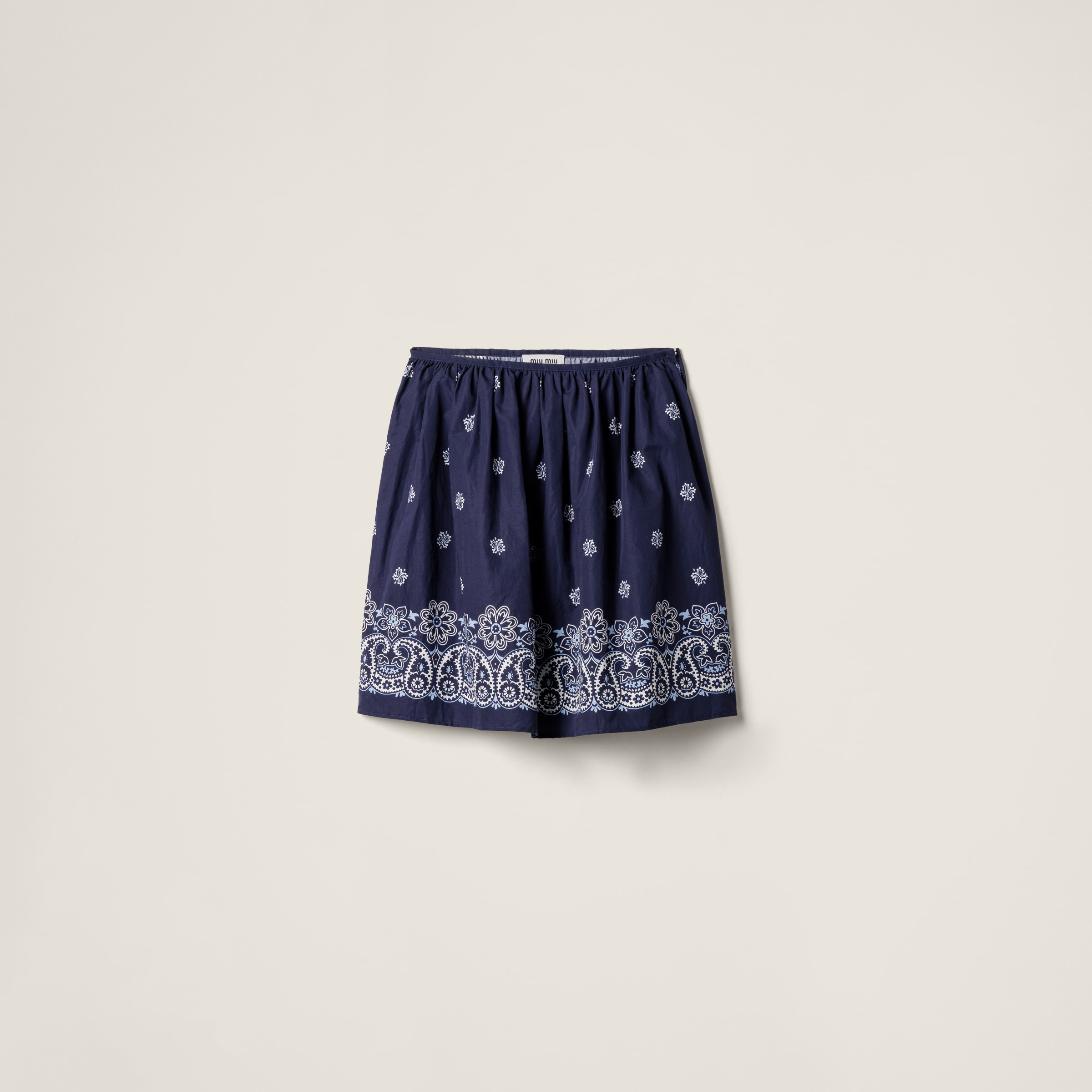 Miu Miu Cornflower Print Slubbed Poplin Skirt
