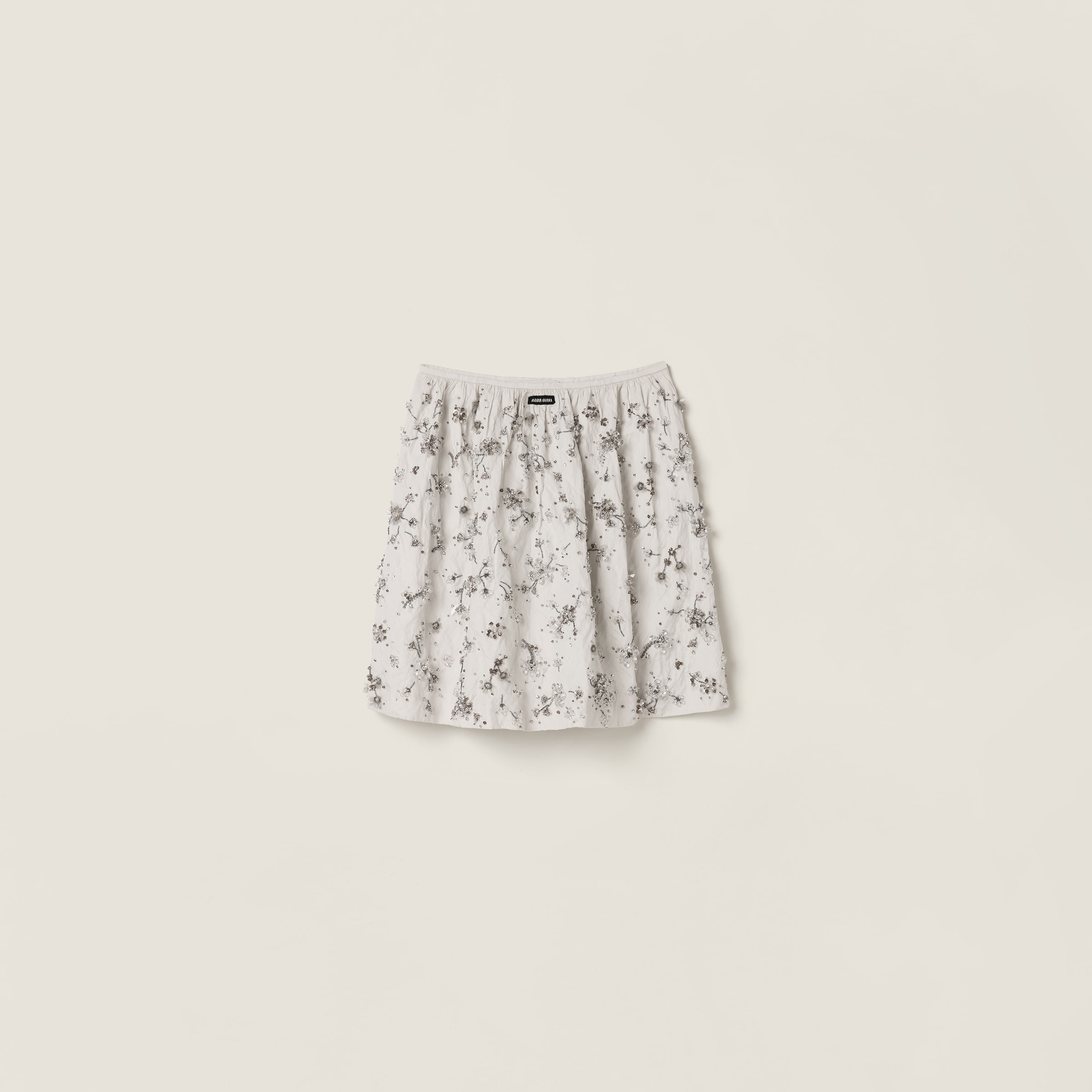 Miu Miu Embroidered Duchesse Skirt In White