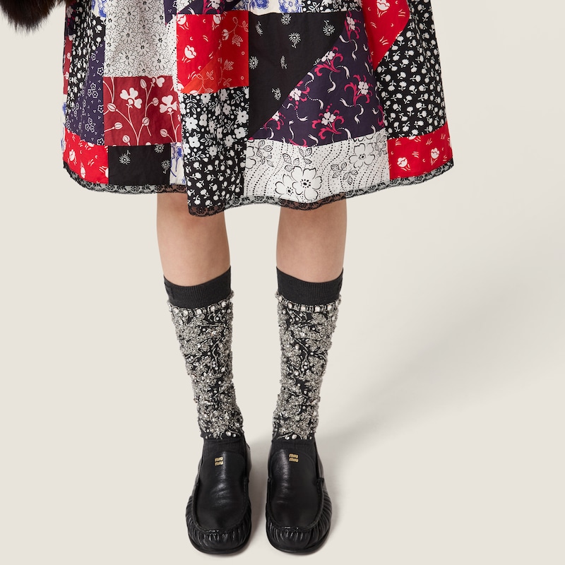 Patchwork poplin skirt