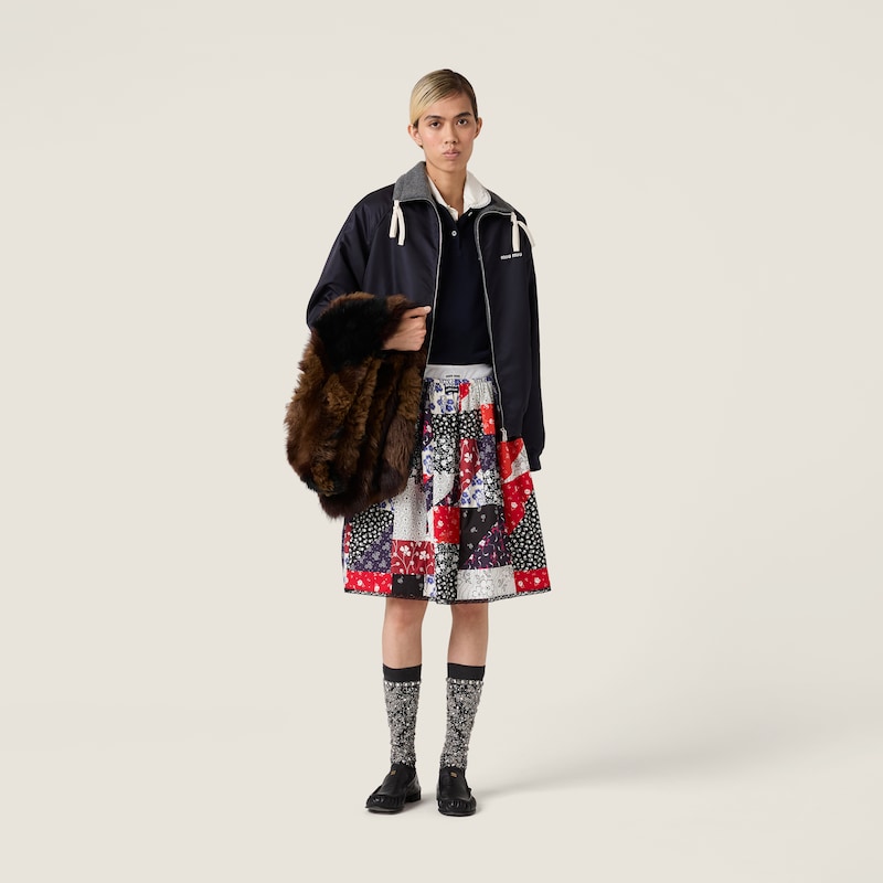 Patchwork poplin skirt