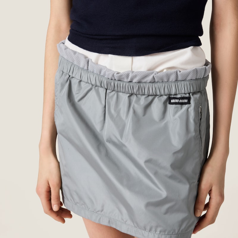 Technical silk miniskirt