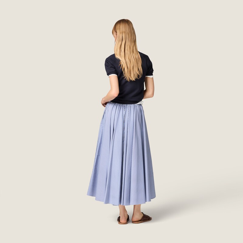 Vertical stripe poplin maxi-skirt