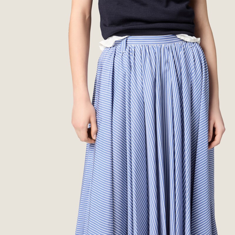 Vertical stripe poplin maxi-skirt