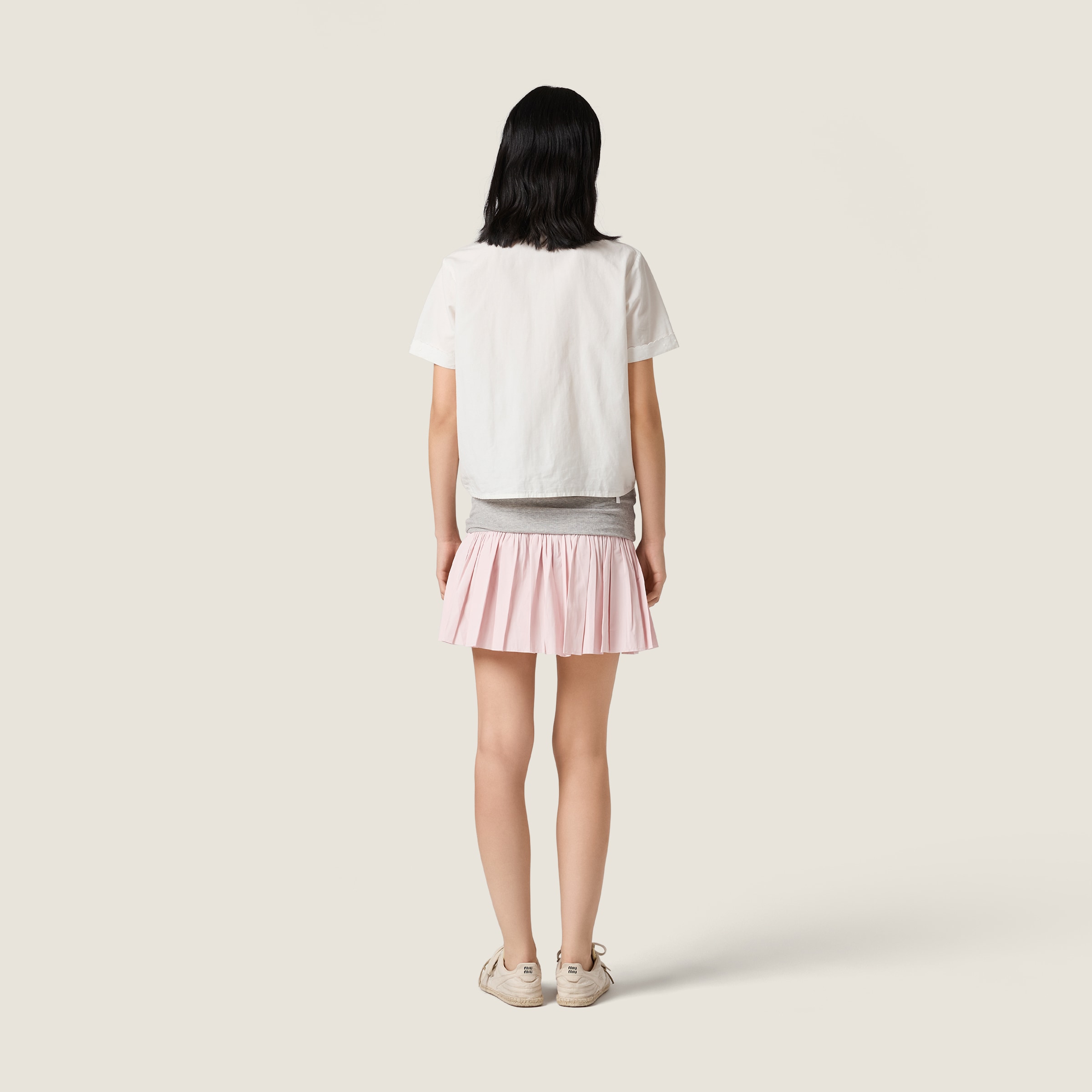 Grey/alabaster Pink Jersey And Poplin Skirt | Miu Miu - Singapore