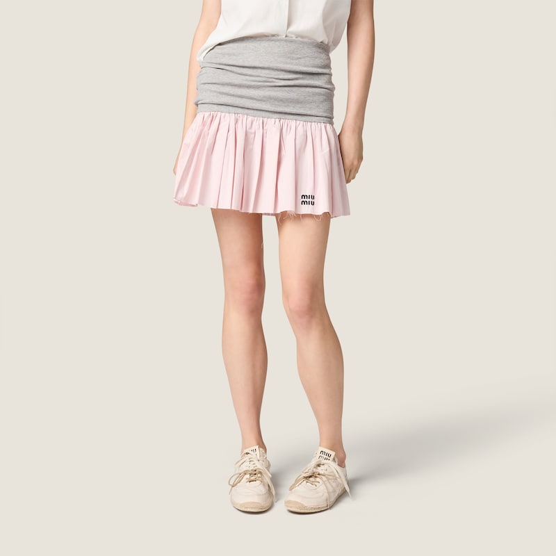 Jersey and poplin skirt