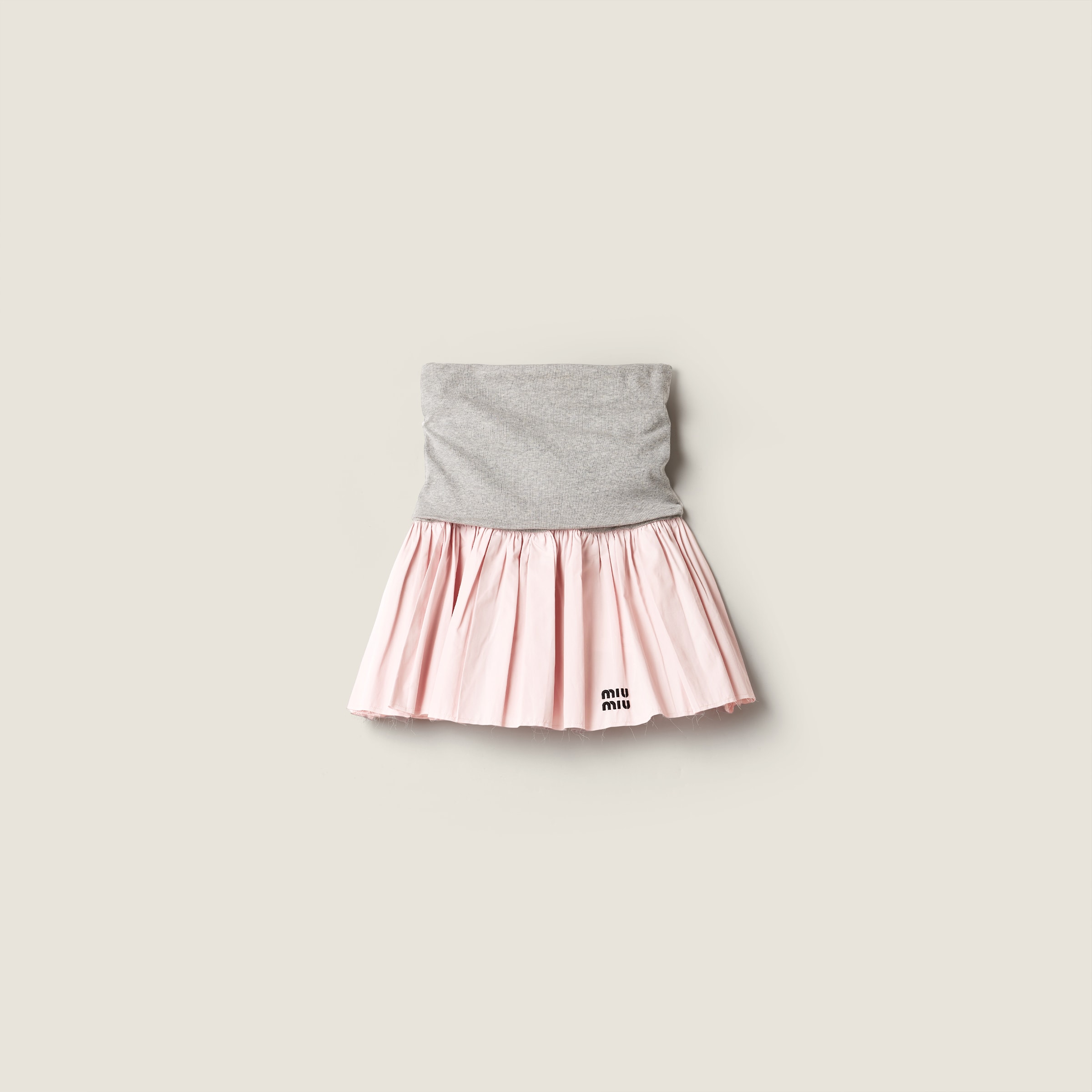 Grey/alabaster Pink Jersey And Poplin Skirt | Miu Miu - Singapore