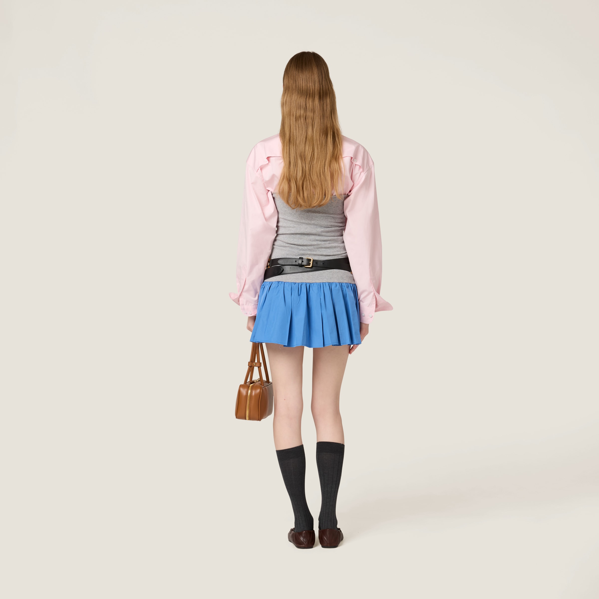 Miu Miu Poplin And Jersey Miniskirt