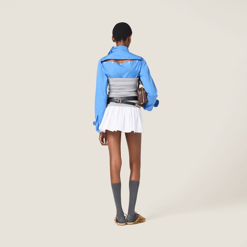 府绸和平纹针织迷你半身裙