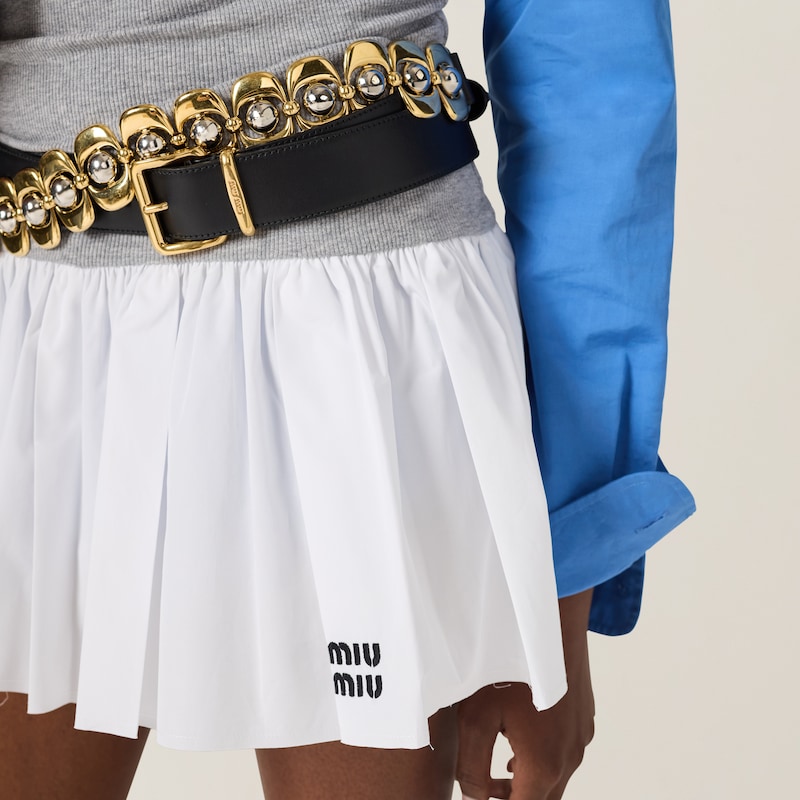 府绸和平纹针织迷你半身裙