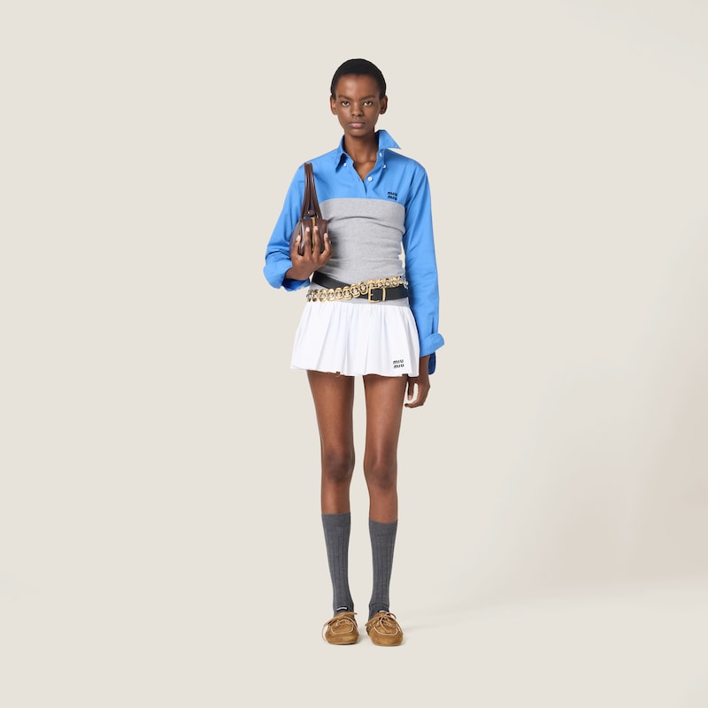 府绸和平纹针织迷你半身裙