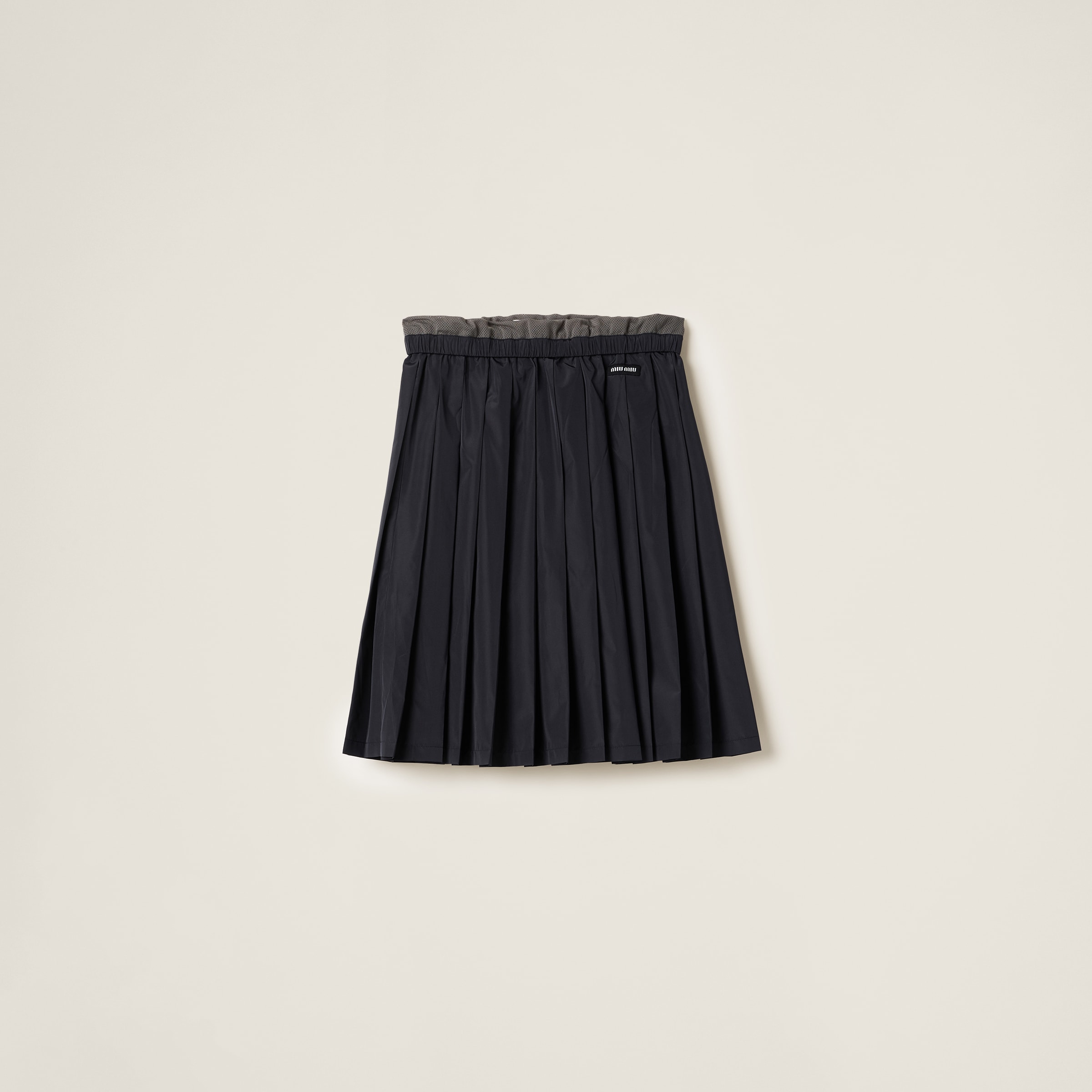 Miu Miu Technical Silk Skirt In Navy