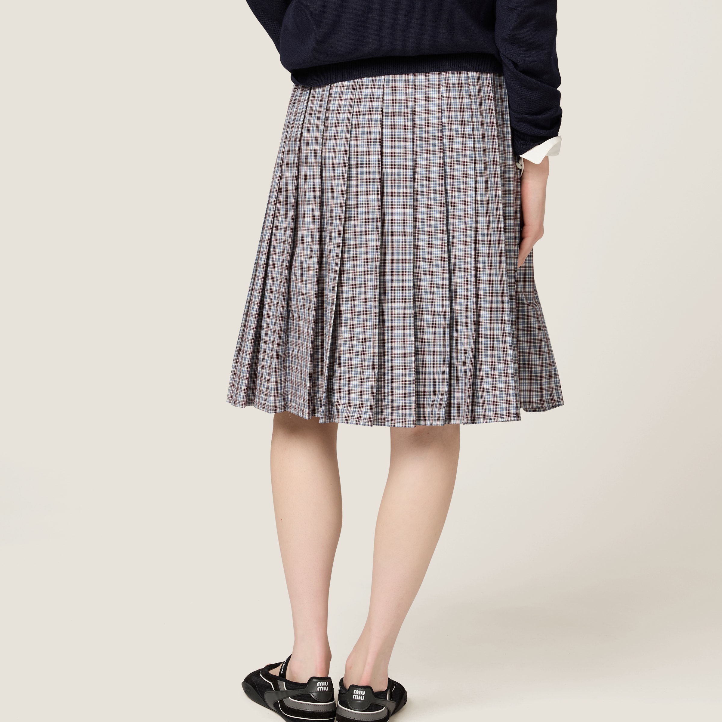 MIU MIU PLEATED CHECK SKIRT