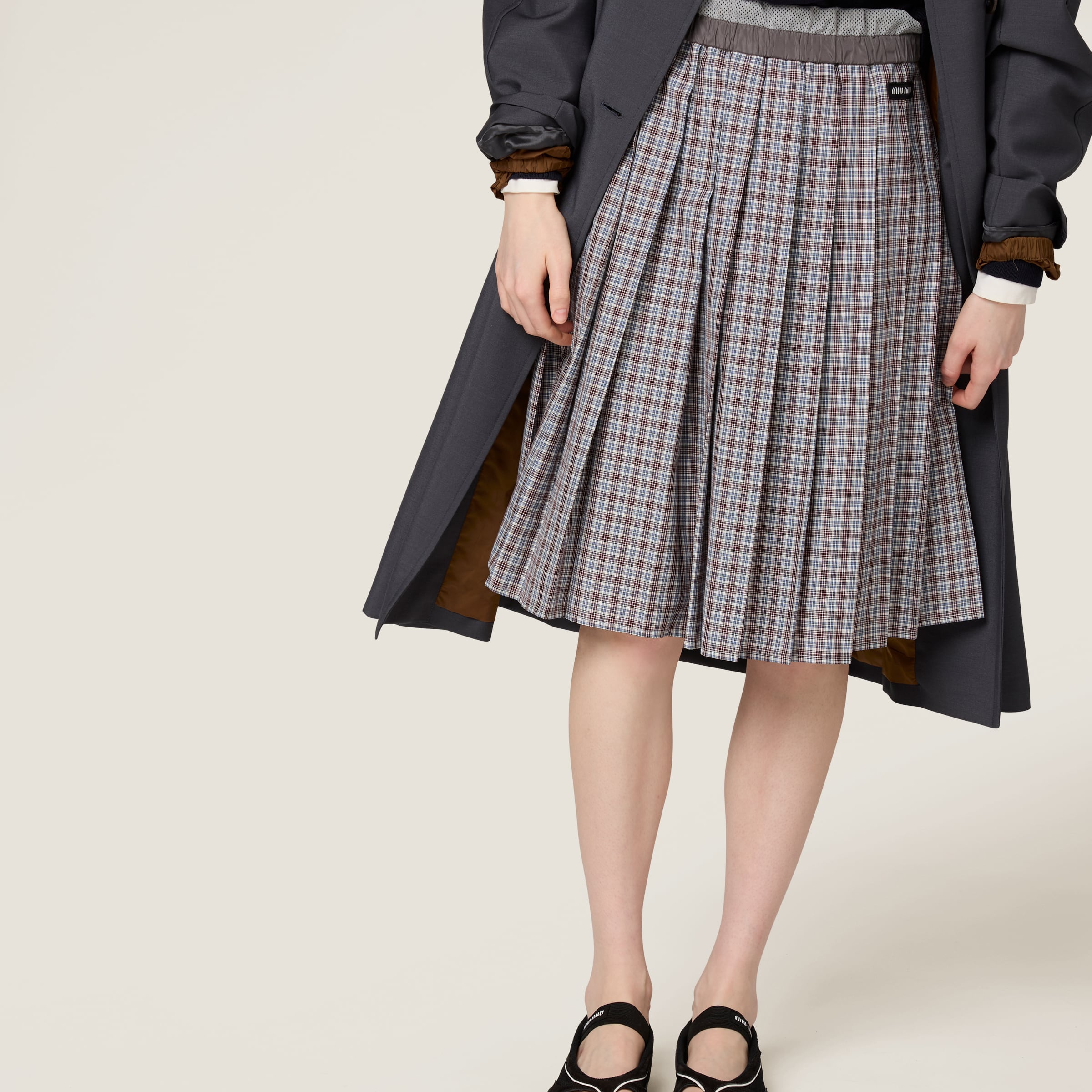 MIU MIU PLEATED CHECK SKIRT