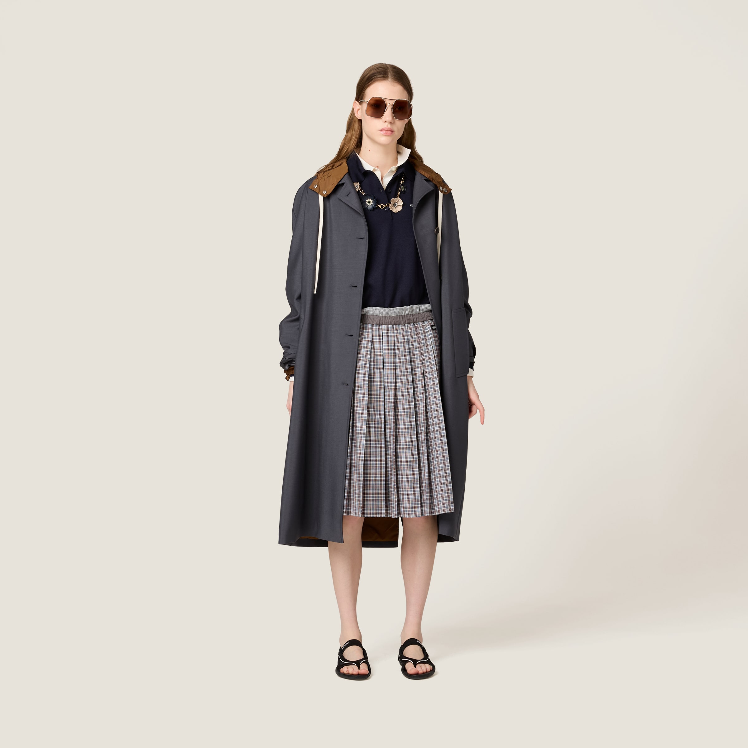 MIU MIU PLEATED CHECK SKIRT
