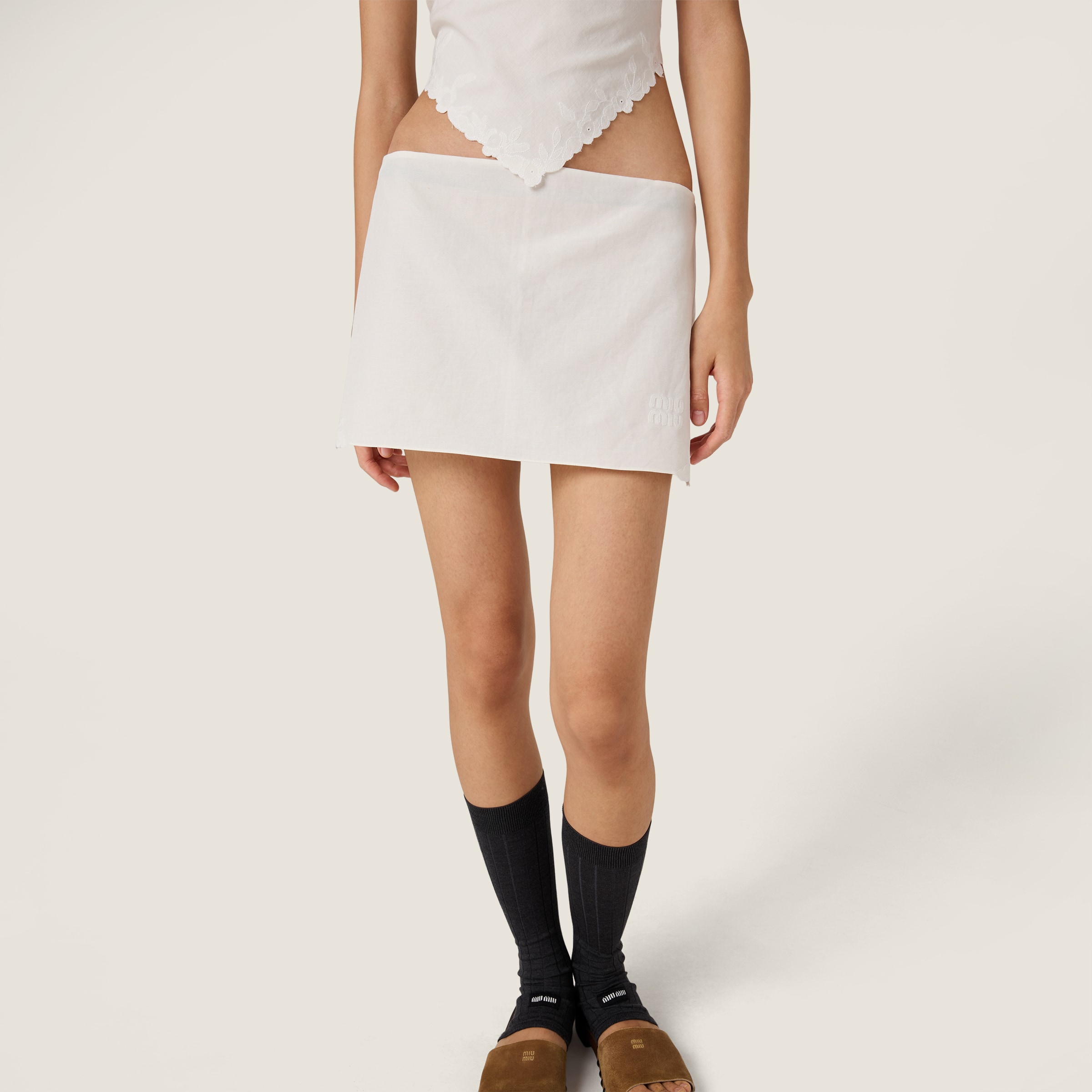 MiuMiu＊Slubbed canvas miniskirt フリル ミニスカート＊送料込 Miu Miu Slubbed canvas miniskirt | miumiu | REVERSIBLE