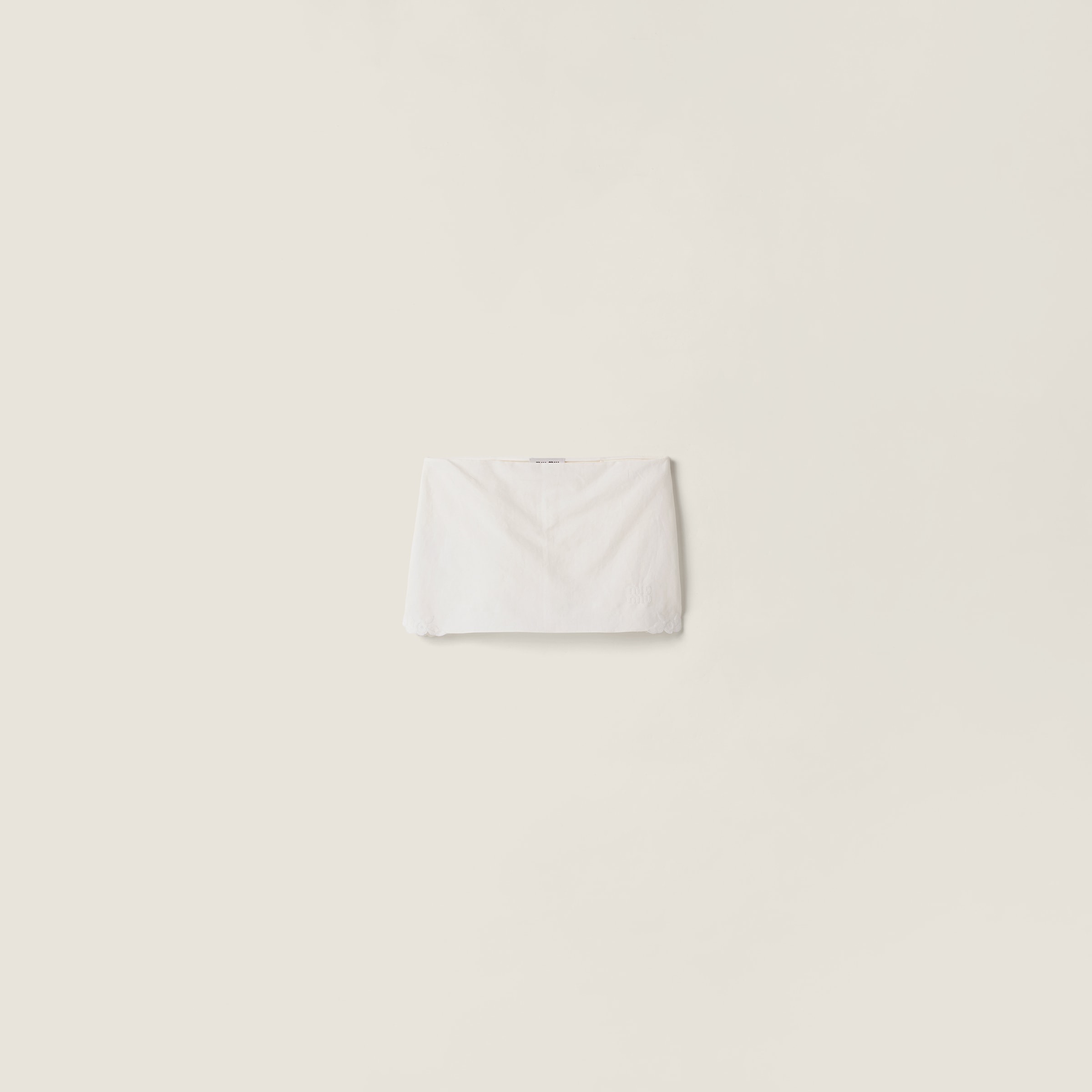 スカート MiuMiu SKIRT (MG2472SOOO17LV F0304) Ivory Embroidered Slubbed Canvas Miniskirt | Miu Miu