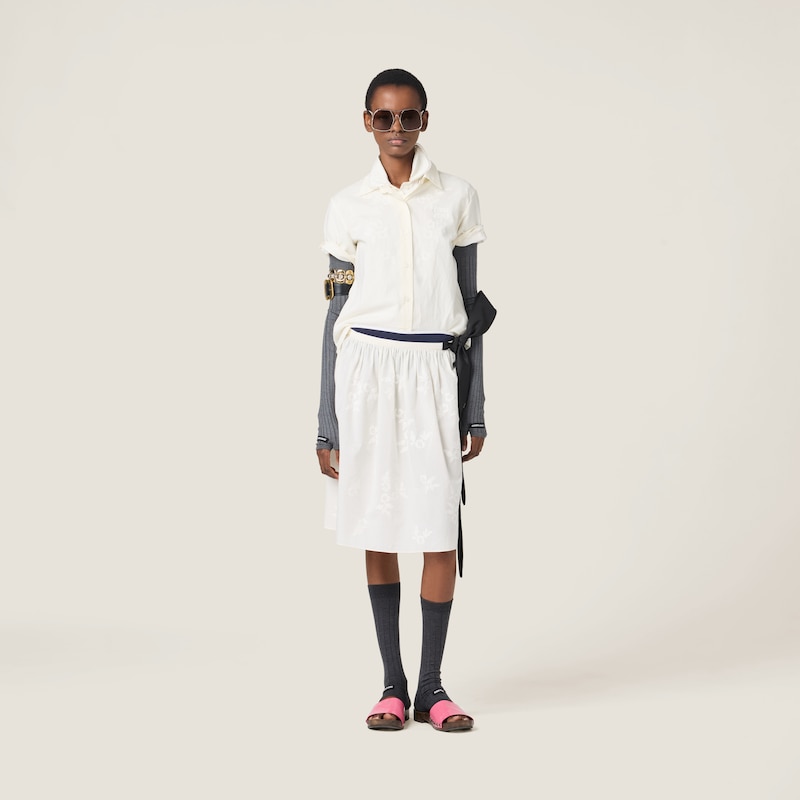 Embroidered batiste skirt