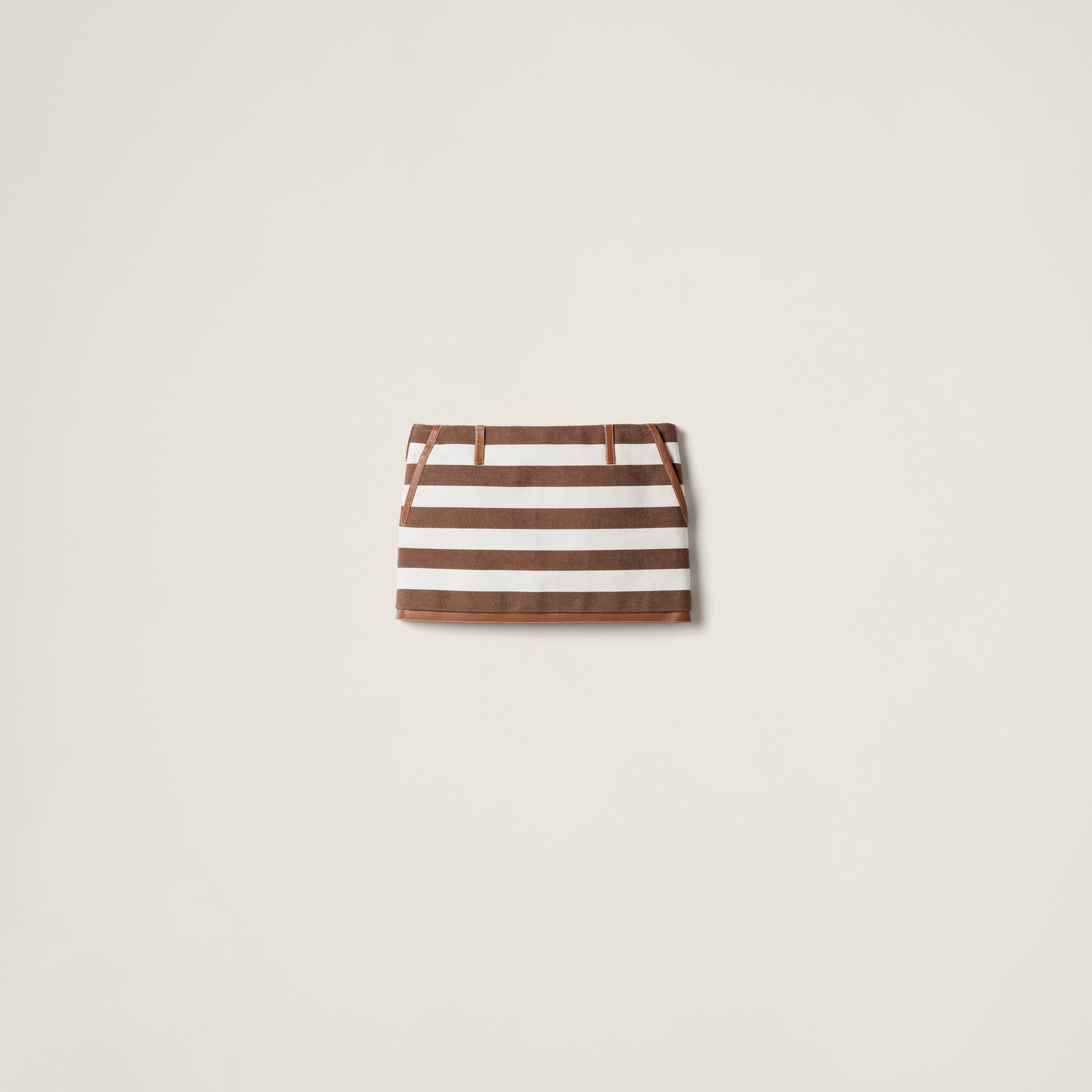 Ivory/cocoa Brown Striped Miniskirt | Miu Miu