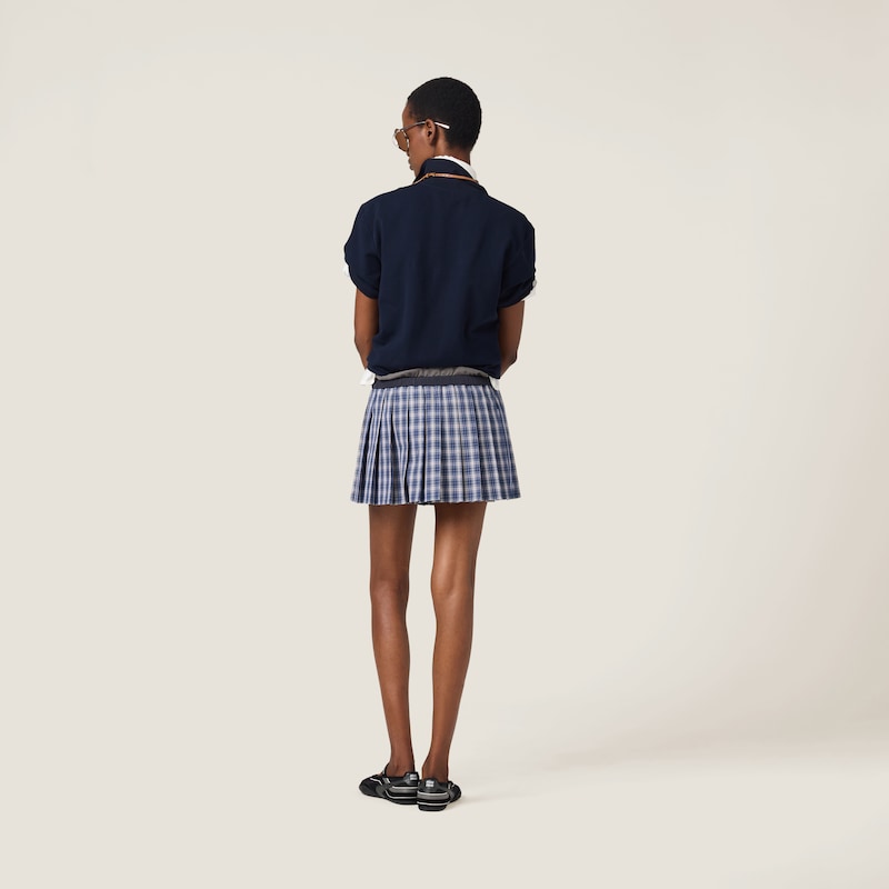 Pleated check miniskirt