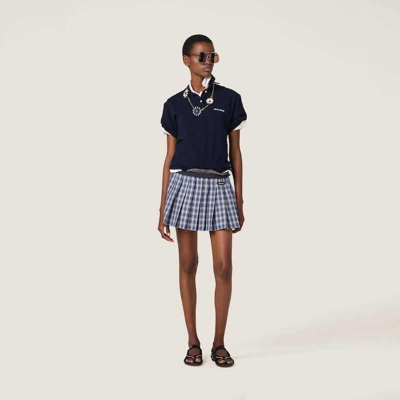 Pleated check miniskirt