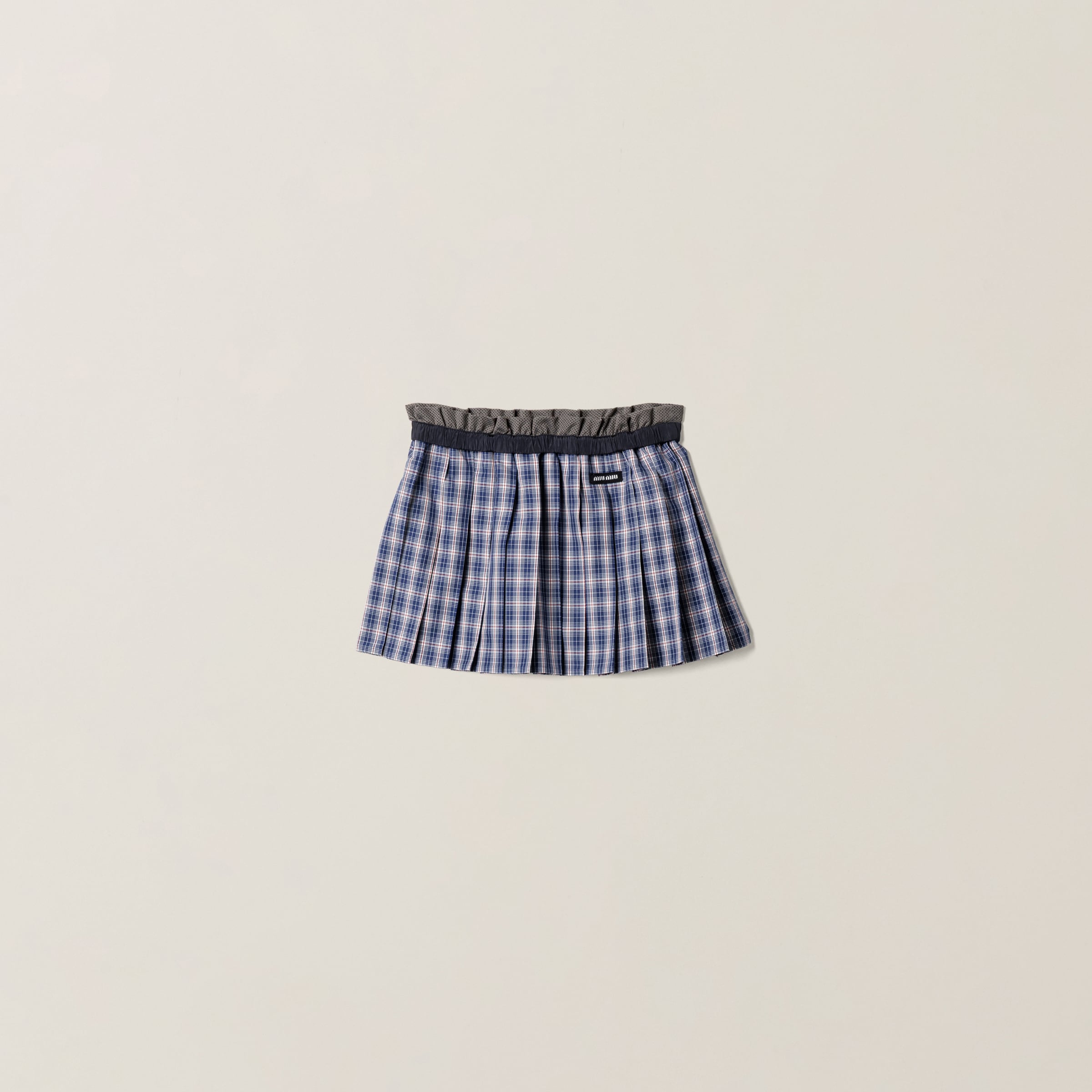 Miu Miu Pleated Check Miniskirt