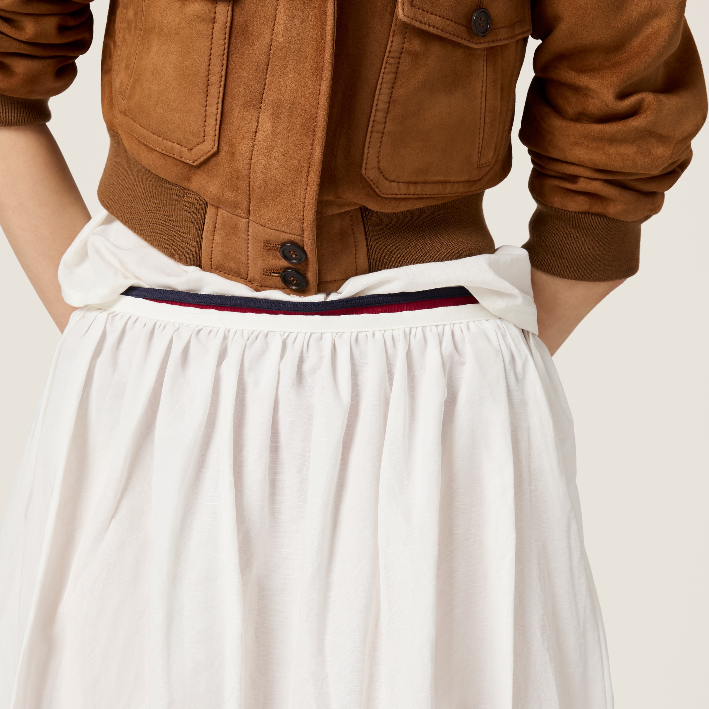 Miu Miu Slubbed Poplin Skirt With Print