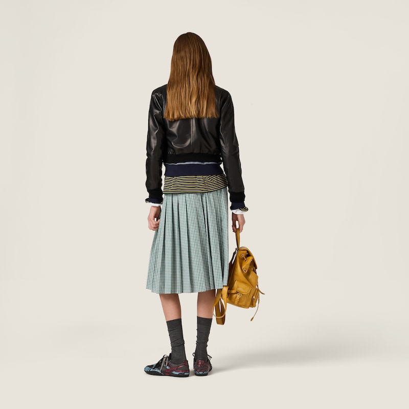 Pleated checked skirt