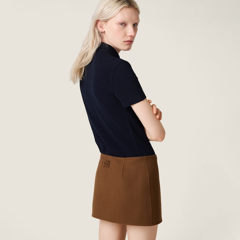 Double cashmere miniskirt