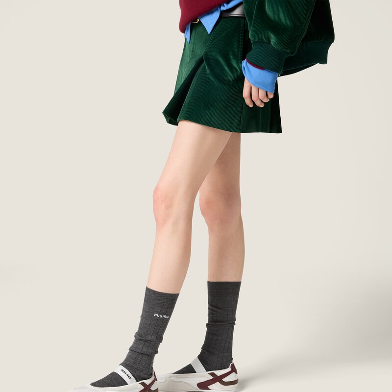 灯芯绒迷你半身裙