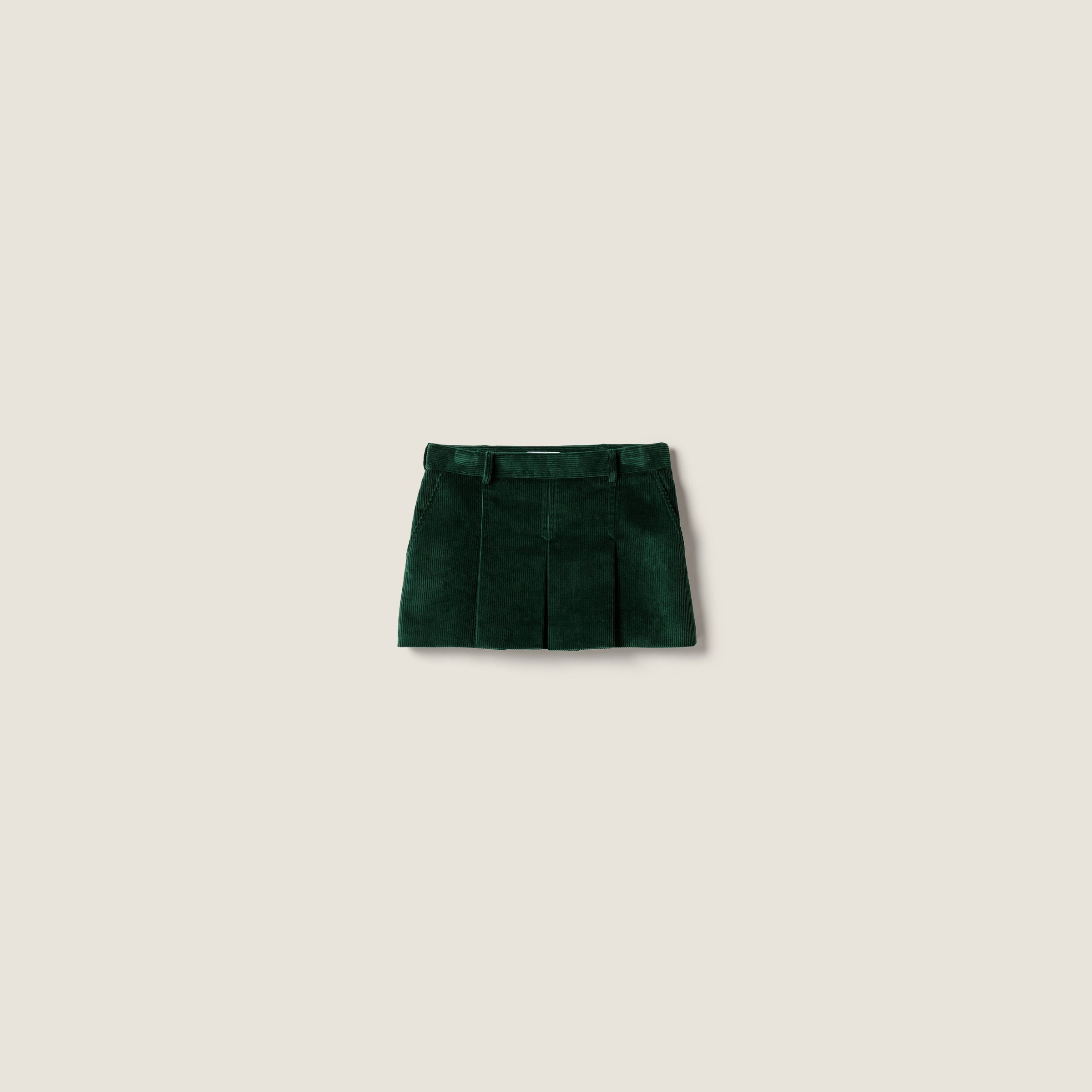 スカート MIUMIU Green Skirt Military Green Pleated Tartan Miniskirt | Miu Miu
